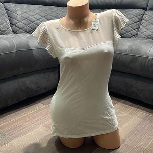 Express sheer and cotton ruffled sleeve shirt. NWT. Medium. Off white